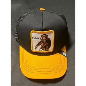 Goorin Bros Funky Monkey TruckerHat Black Yellow Animal Patch Cap EUC Streetwear